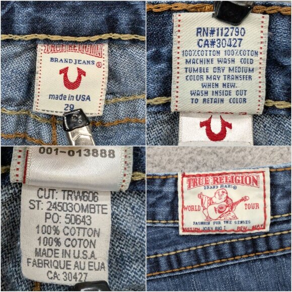 Vtg True Religion Rainbow Joey Flare Jeans Womens Blue Low Rise Big T Size 29 - Picture 6 of 11